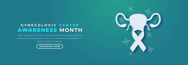 Gynecologic cancer awareness month paper cut style design illustration for background poster banner