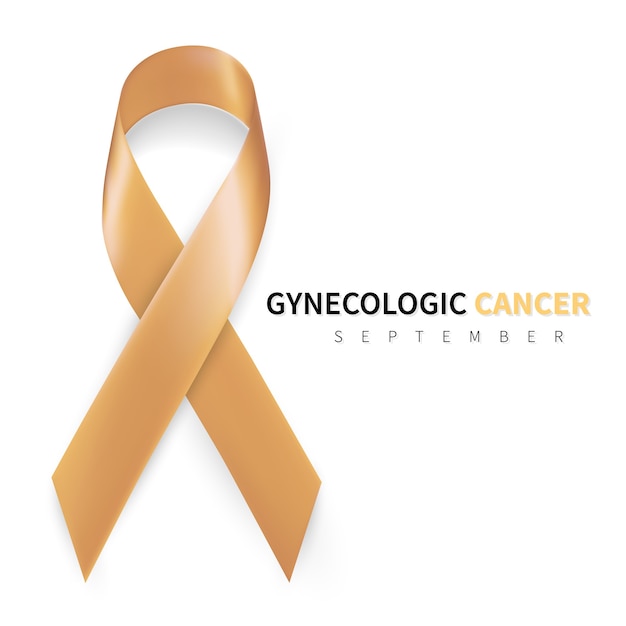 Gynecologic Cancer Awareness Month. Realistic Peach ribbon symbol.