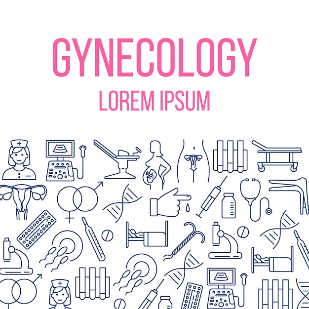 Gynecology poster with flat icons