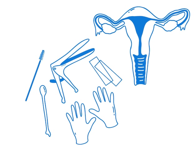 Gynecology set doodle style vector illustration