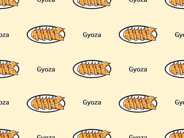 Gyoza stripfiguur naadloos patroon op gele achtergrond