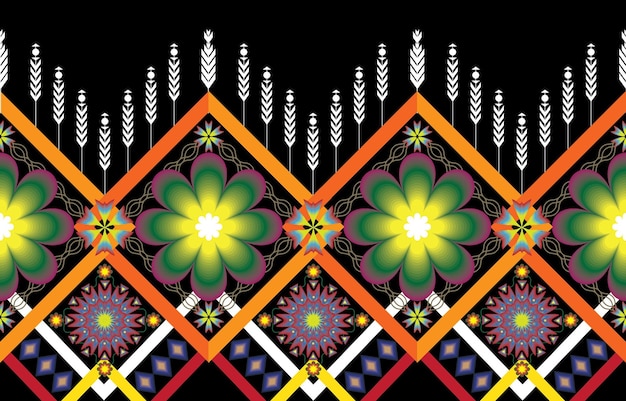Gypsy pattern tribal ethnic motifs geometric seamless background. Doodle gypsy geometric shapes