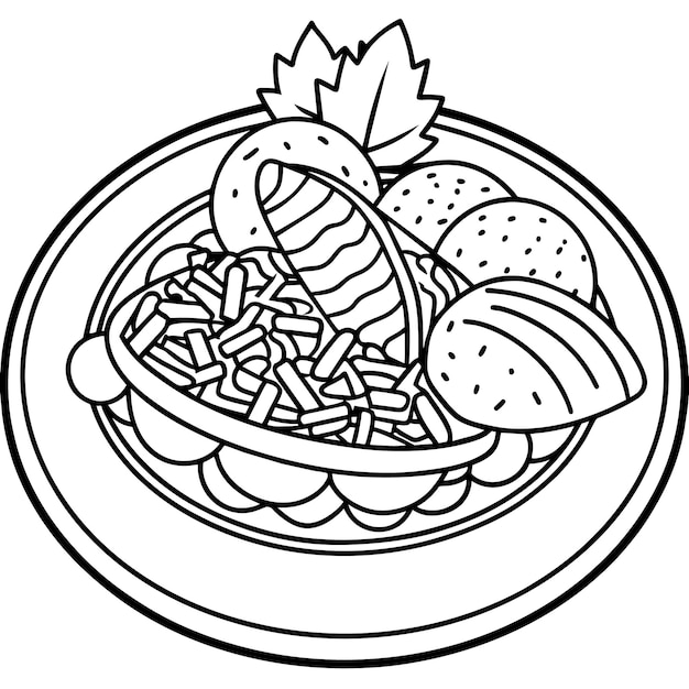 Gyro food outline illustration digital coloring book page line art drawing