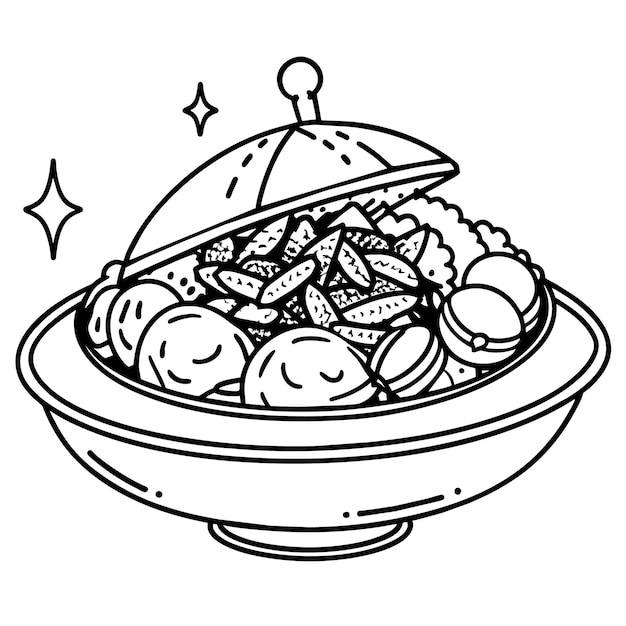 Vector gyro food outline illustration digital coloring book page line art drawing