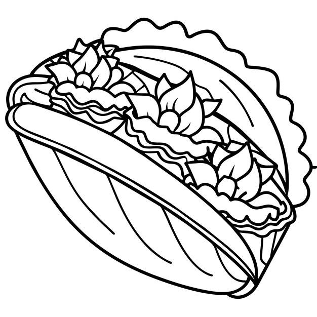 Gyro food outline illustration digital coloring book page line art drawing