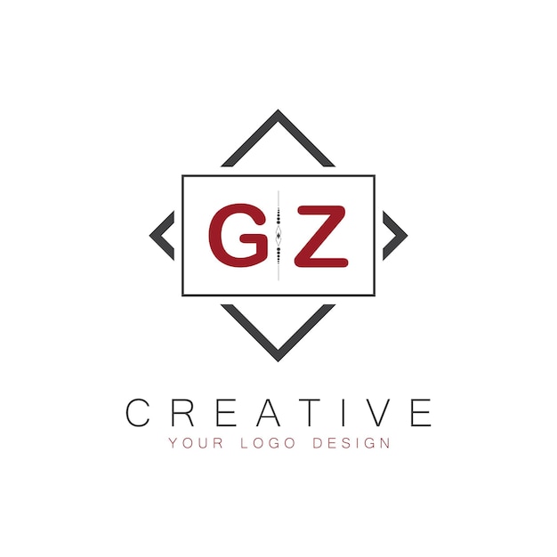 GZ initial monogram logo with creative square style design