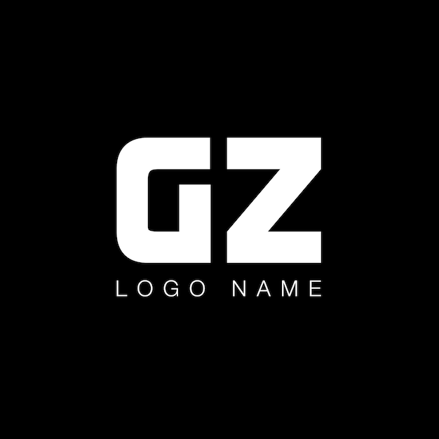 Логотип GZ Letter в черно-белом цвете
