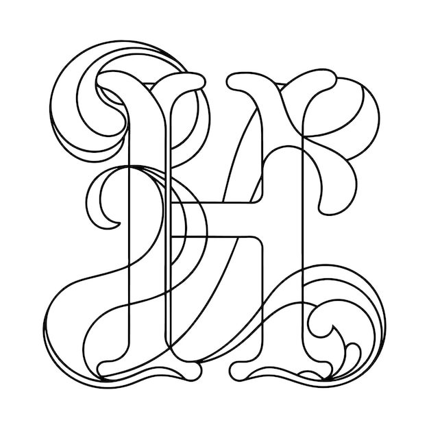 Vector h alphabet continuous line art vector illustration