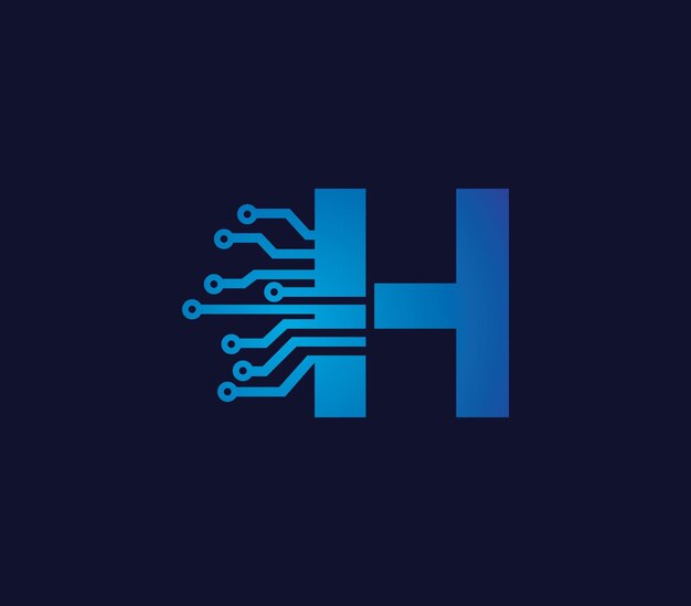 Vector h alphabet data storage technology logo design concept