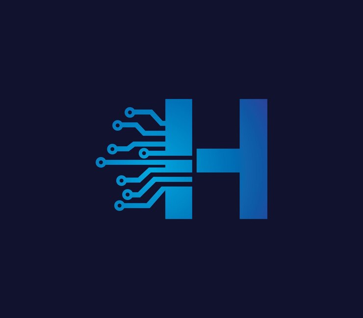 Vector h alphabet data storage technology logo design concept