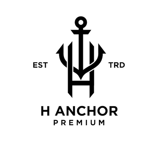 H Anchor letter initial design icon logo