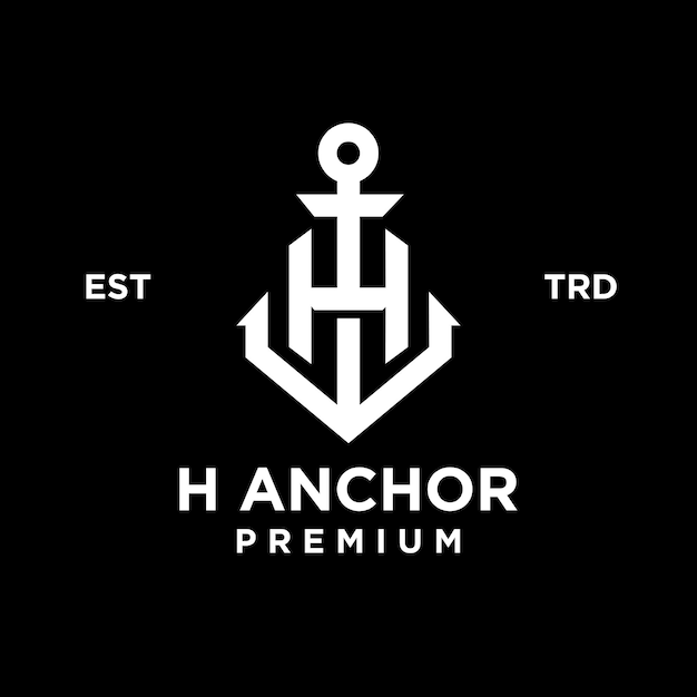 H Anchor letter initial design icon logo