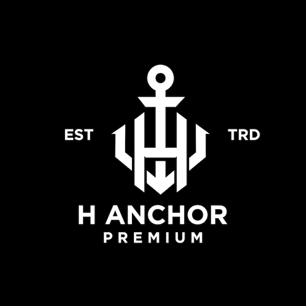 H Anchor letter initial design icon logo