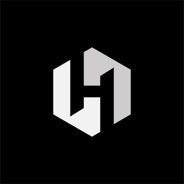 H brief met zeshoek logo design icoon