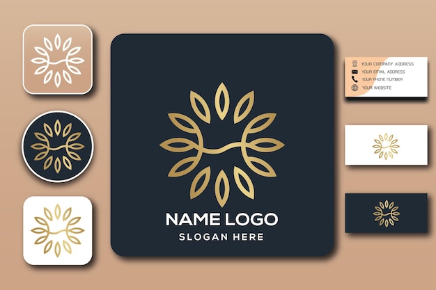 H combinatie blad monogram logo sjabloon kleur bewerkbaar