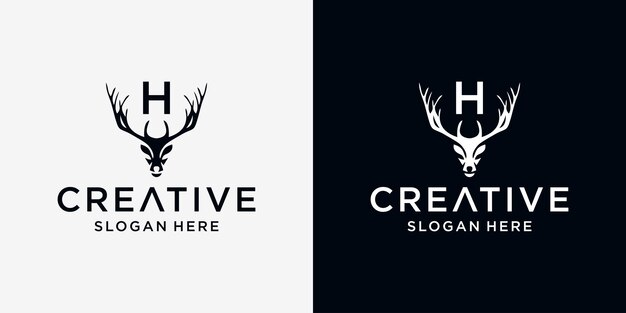 H deer head logo design