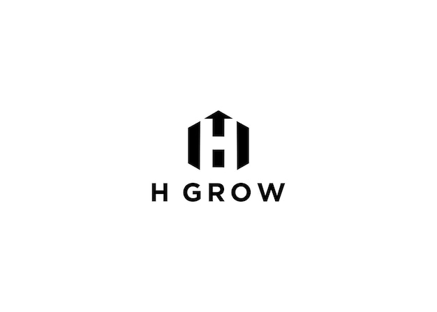 h grow logo design vector illustration