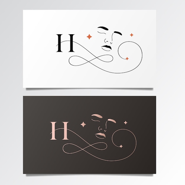 H Initial logo design, Black and gold, Diamond logo, Gold glitter logo, Beauty, Boutique