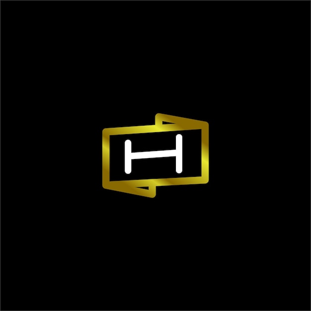 Vector h inside minimal gold ribbon outline