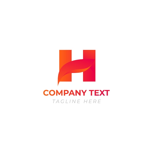 h 文字抽象のロゴ オレンジ色のグラデーションカラー