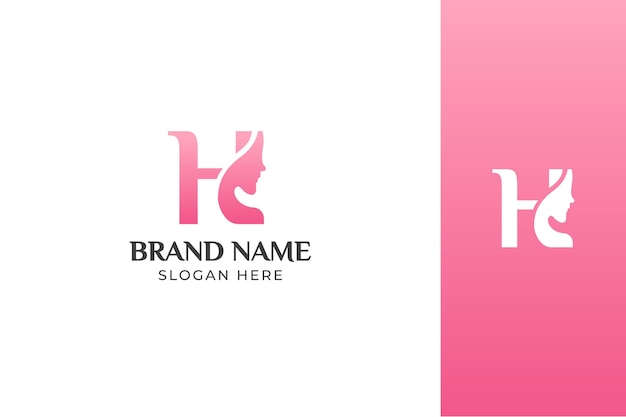 H Letter Beauty Face Pink Logo Design Vector