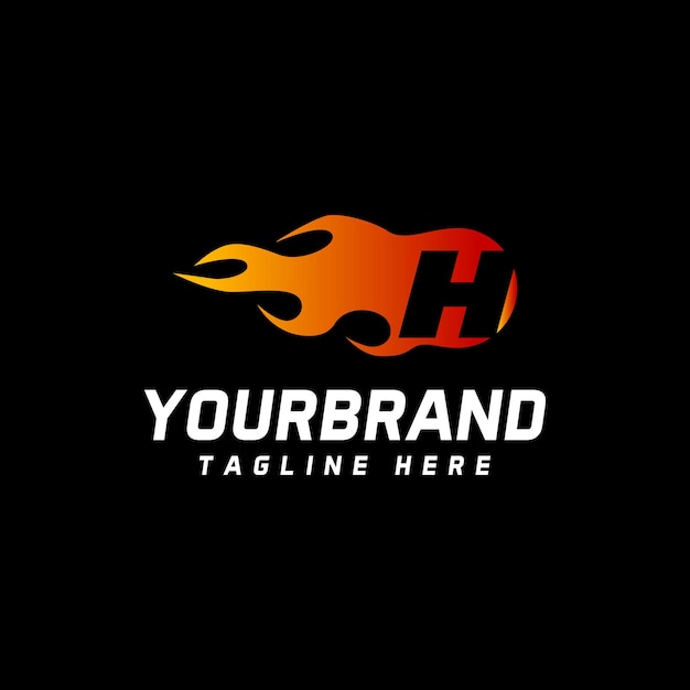 H Letter Flame Logo Design Fire Logo Lettering Concept Vector