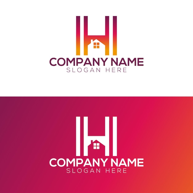 Значок вектора логотипа дома буквы H Логотип сочетание буквы H и дома