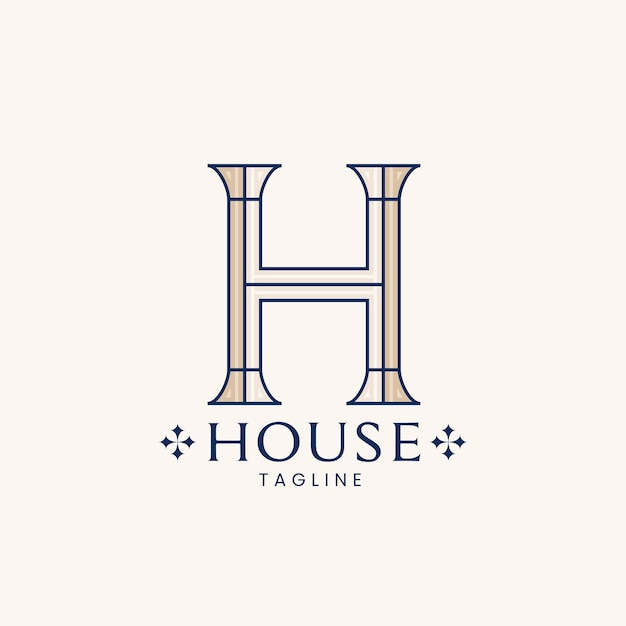 Вектор Логотип буквы h для подрядчика по недвижимости, консультанта по дизайну интерьера, недвижимости и других