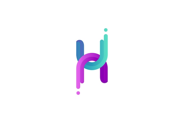 H letter logo with splash effect in gradient color monogram design