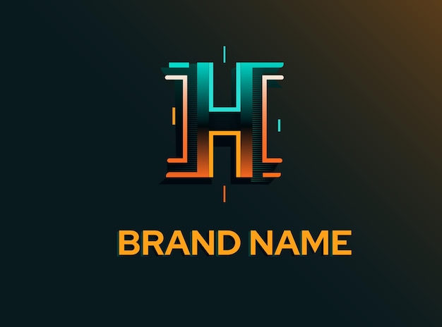 Vector h letter logo with strong graidient colors