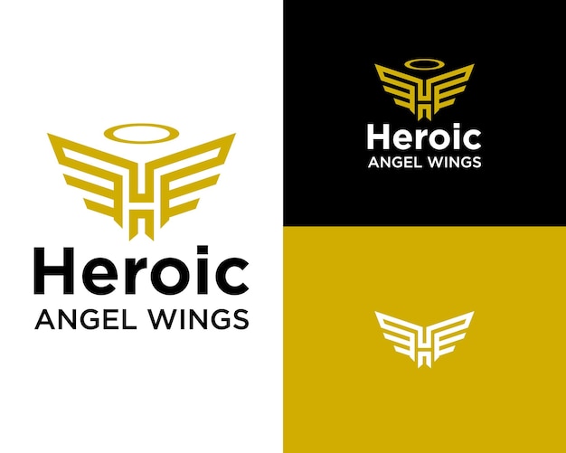 H letter monogram wings angels fly logo design vector
