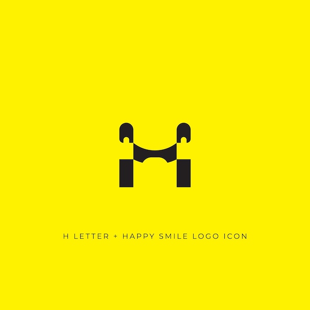 H letter smile logo icoon