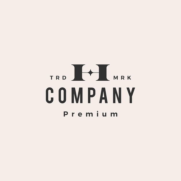 H letter star hipster vintage logo 