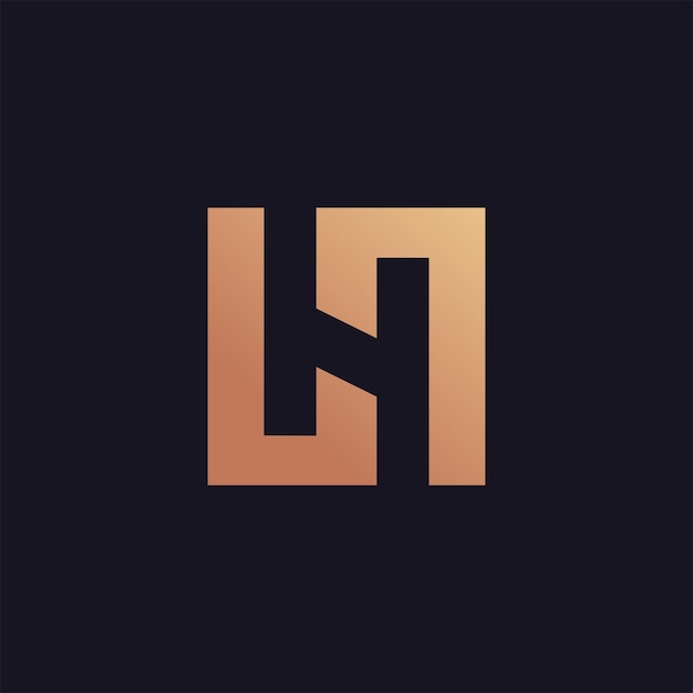 H-letterlogo met gouden doos. vectorillustratie met elegante letter H in een doos