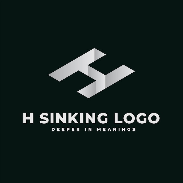 H monochroom isometrische gat pit en cutting edge logo eerste alfabet letter logomark pictogram