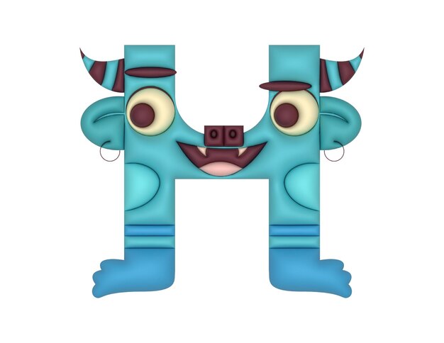 H-monsteralfabet in 3d