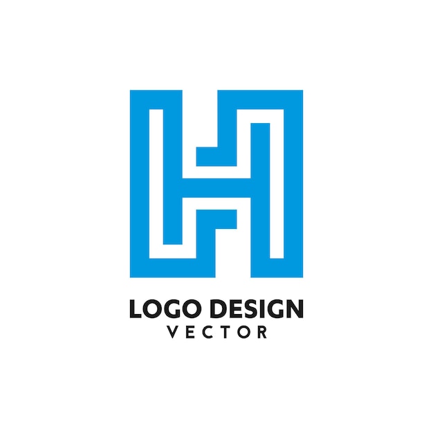 H symbol line logo template