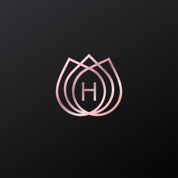 h tulip flower line luxury minimalist monoline logo design