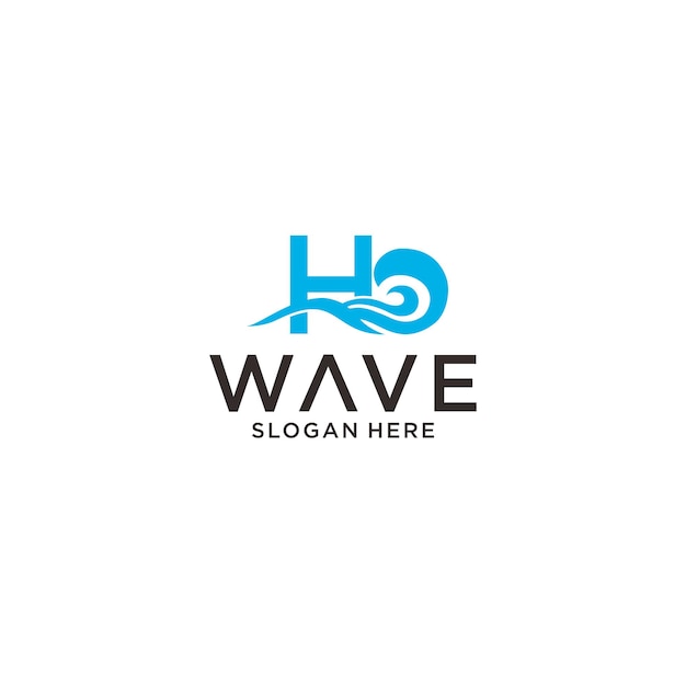 H wave logo design template