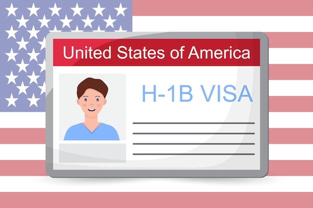 Vector h1b visa usa background temporary work visa for foreign skilled workers in specialty occupation