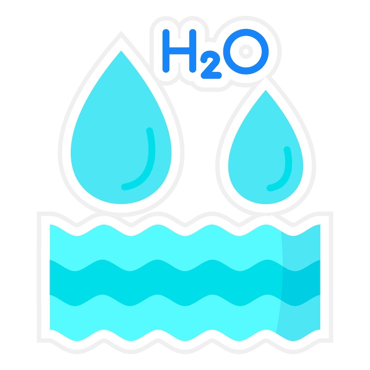 Vector h2o 아이콘 터 이미지는 화학에 사용할 수 있습니다.