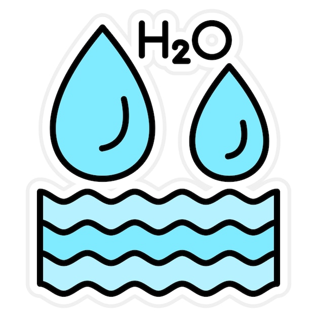 벡터 h2o 아이콘 터 이미지는 화학에 사용할 수 있습니다.