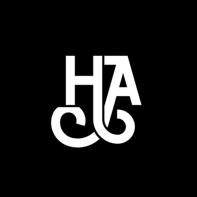 黒い背景のホワイト・レター・ロゴ デザイン (H-A-H)