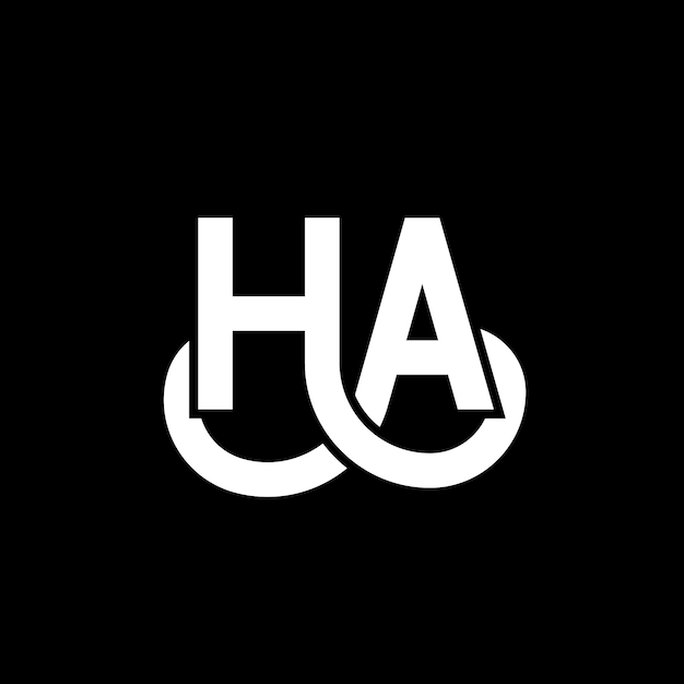 ベクトル 黒い背景のホワイト・レター・ロゴ デザイン (h-a-h)