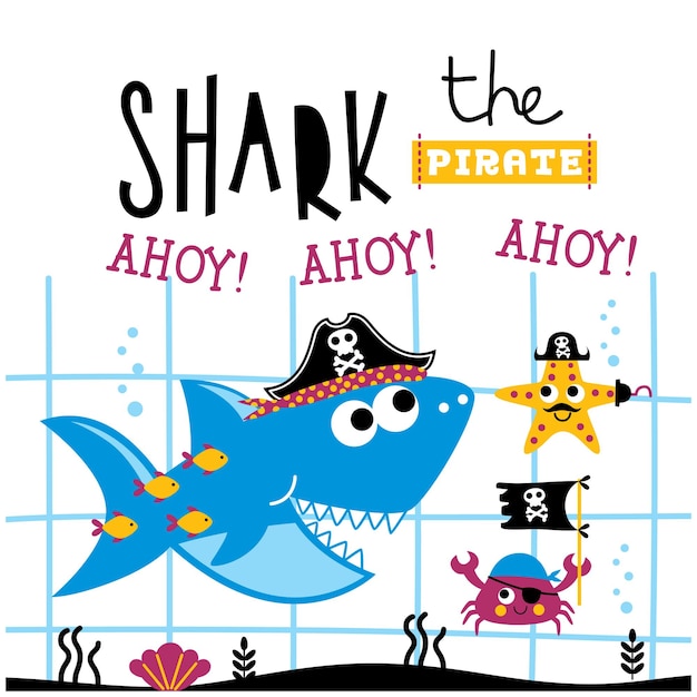 Haai de piraat grappige dieren cartoon