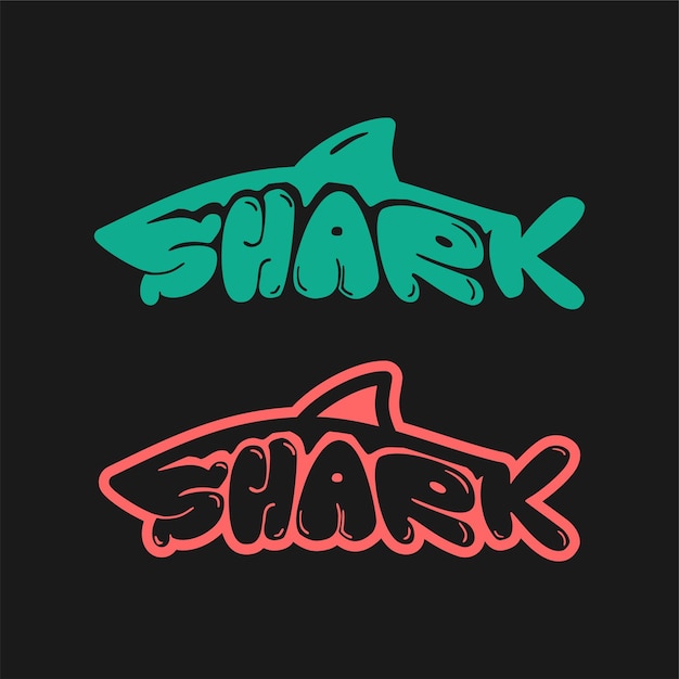 Vector haai grafisch vectorontwerp t-shirt creatief ontwerp van haai woord symbool zwarte achtergrond