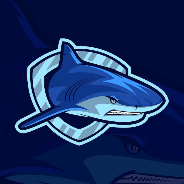 Haai hoofd schild mascotte logo