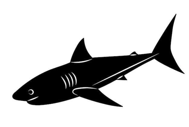 haai op een witte achtergrond silhouet vector