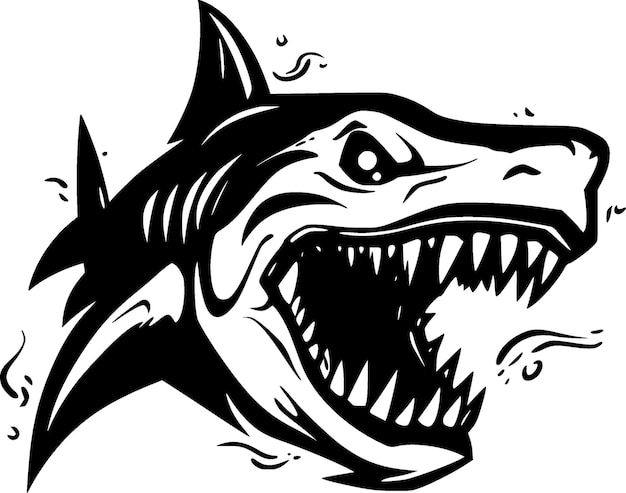 Haai zwart-wit vectorillustratie