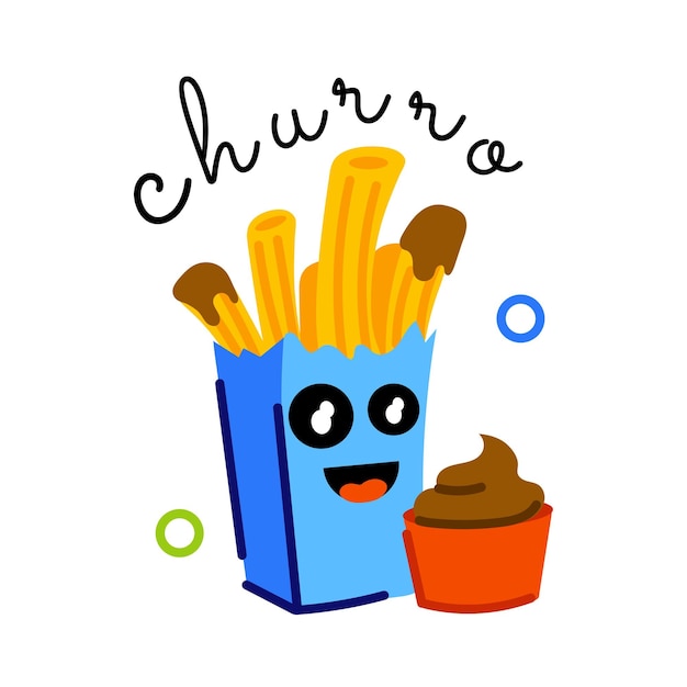 Vector haal deze platte sticker van churro saus